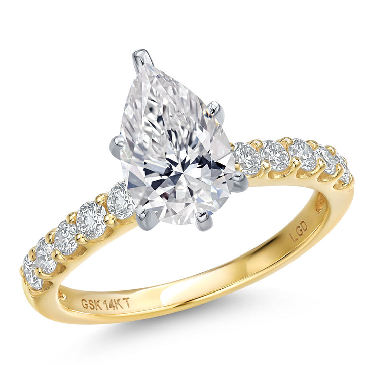 Gem Stone King 1.38 to 5.38 Cttw IGI Certified Lab Grown Diamond in 2-Tone 14K White and Yellow Gold Engagement Wedding Ring for Women | D-E Color | VS1-VS2 Clarity
