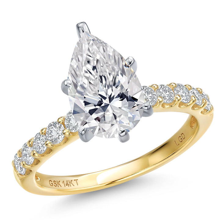 Gem Stone King 1.38 to 5.38 Cttw IGI Certified Lab Grown Diamond in 2-Tone 14K White and Yellow Gold Engagement Wedding Ring for Women | D-E Color | VS1-VS2 Clarity
