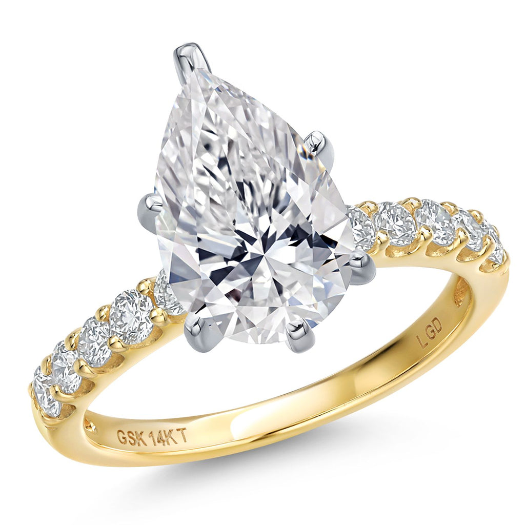 Pear Shape_Center 4ct_5_Ring in 14K Two Tone Gold