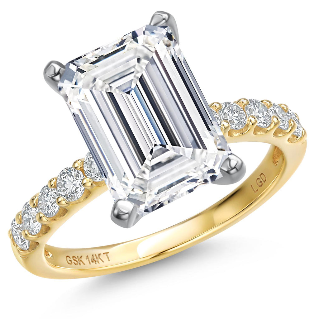 Emerald Cut_Center 5ct_5_Ring in 14K Two Tone Gold