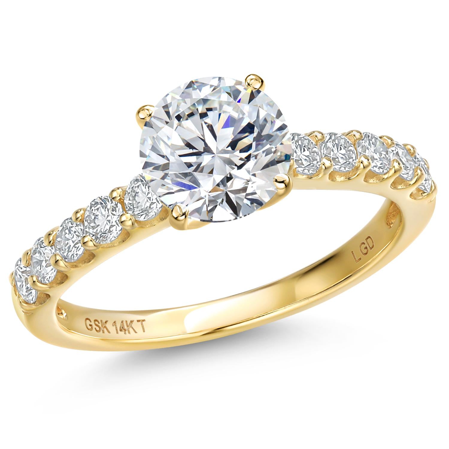 Round Cut_Center 2ct_8_Ring in 14K Yellow Gold