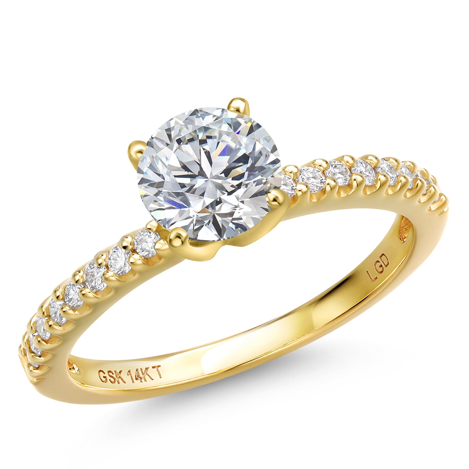 Round Cut_Center 1ct_7_Ring in 14K Yellow Gold