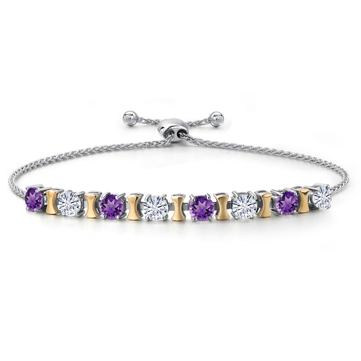 Amethyst - February_Bracelet in 925 Sterling Silver and 10K Yellow Gold