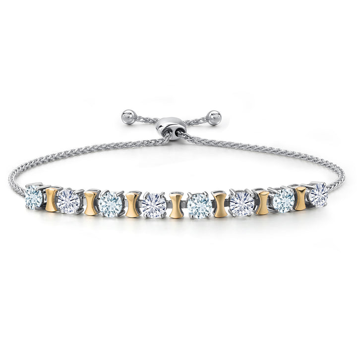 Aquamarine - March_Bracelet in 925 Sterling Silver and 10K Yellow Gold