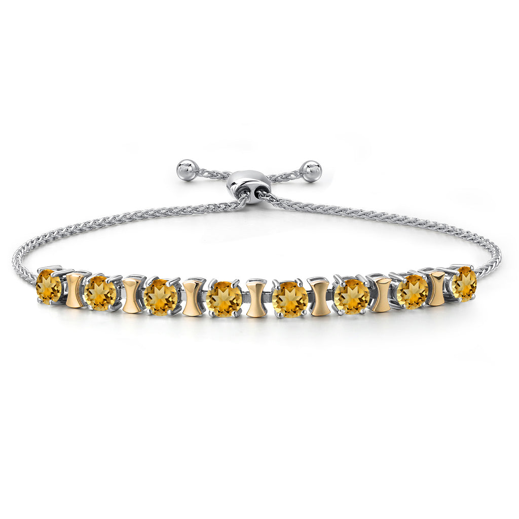 Citrine - November_Bracelet in 925 Sterling Silver and 10K Yellow Gold