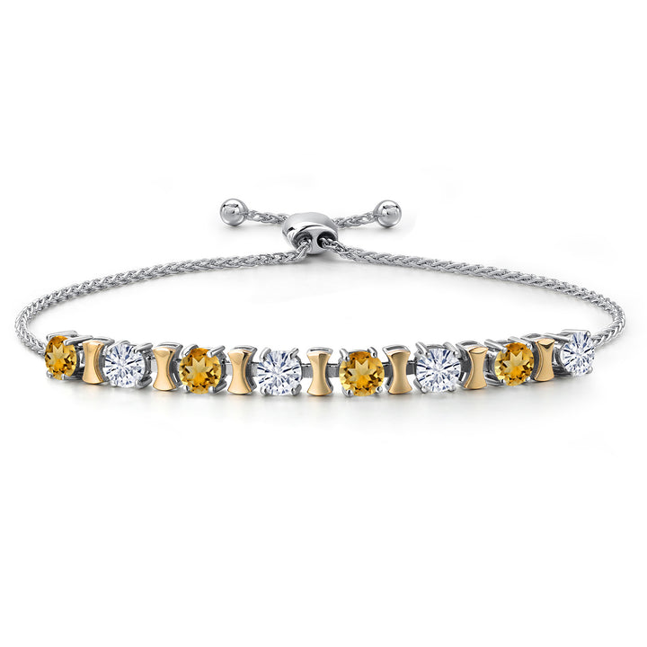 Citrine - November_Bracelet in 925 Sterling Silver and 10K Yellow Gold
