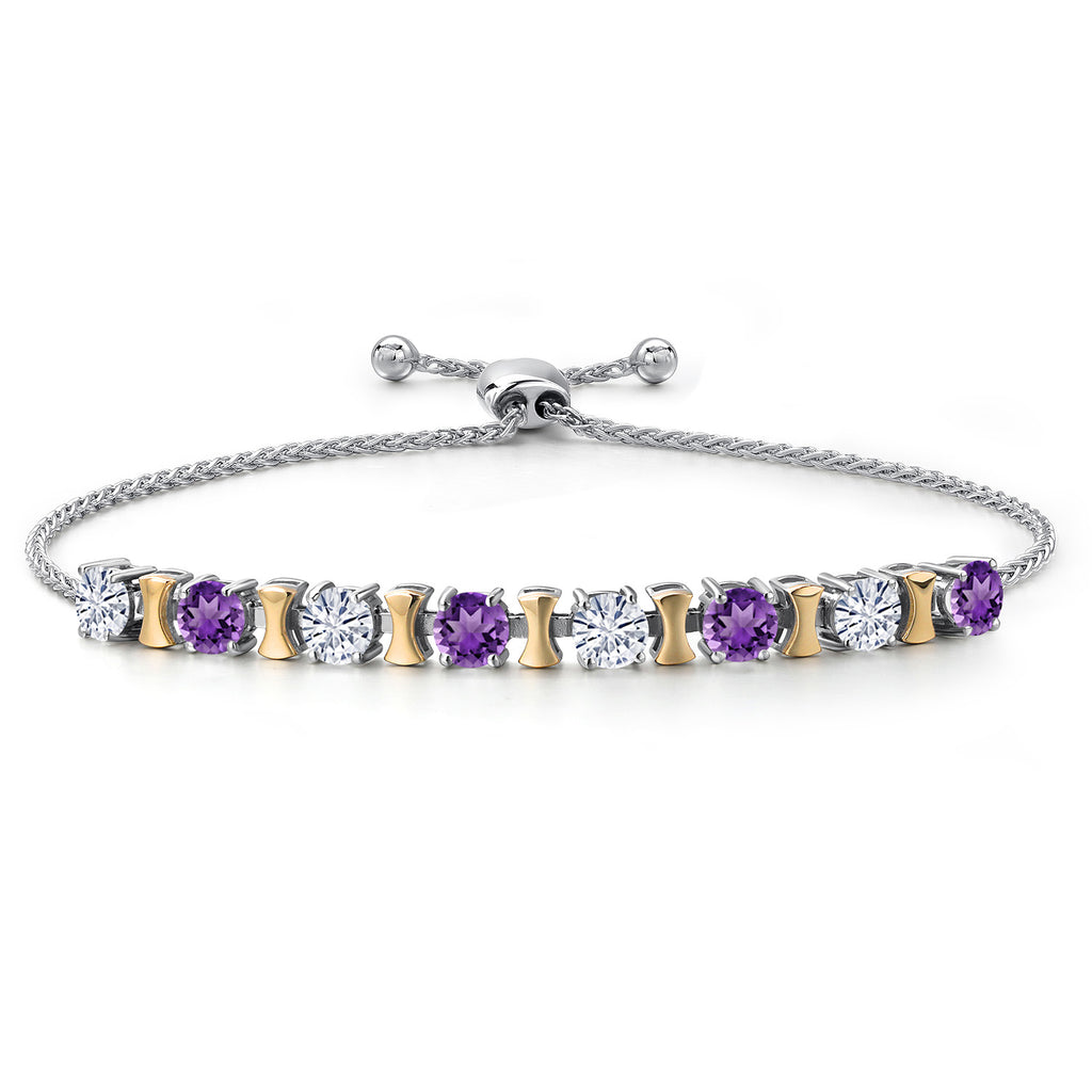 Amethyst - February_Bracelet in 925 Sterling Silver and 10K Yellow Gold