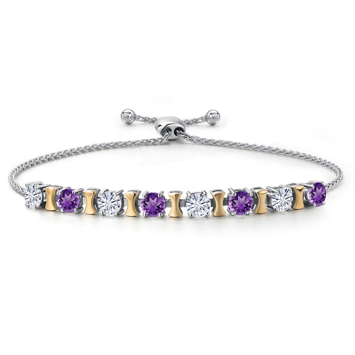 Amethyst - February_Bracelet in 925 Sterling Silver and 10K Yellow Gold