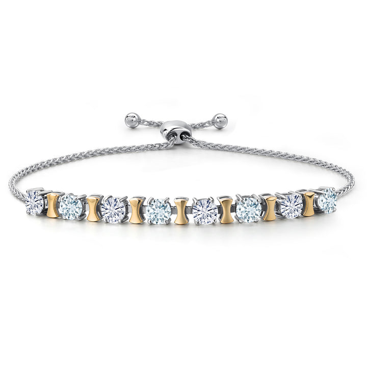 Aquamarine - March_Bracelet in 925 Sterling Silver and 10K Yellow Gold
