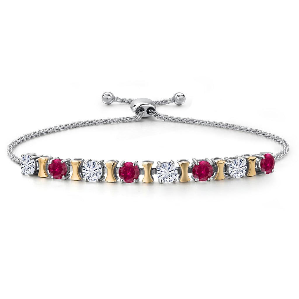 Created Ruby - July_Bracelet in 925 Sterling Silver and 10K Yellow Gold