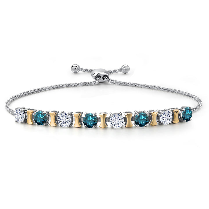 Blue Diamond - April_Bracelet in 925 Sterling Silver and 10K Yellow Gold