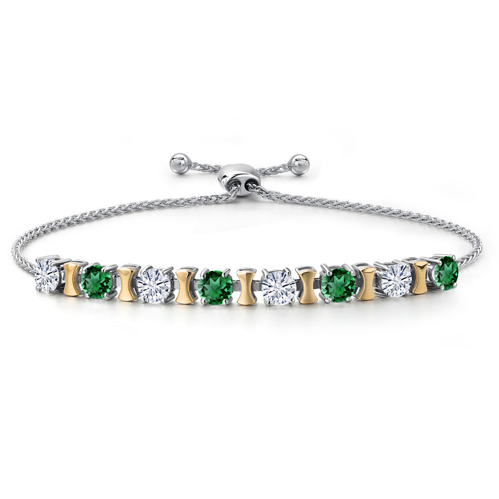Nano Emerald - May_Bracelet in 925 Sterling Silver and 10K Yellow Gold