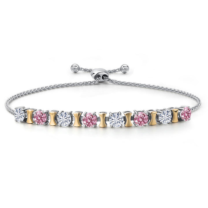Pink Lab Grown Diamond - April_Bracelet in 925 Sterling Silver and 10K Yellow Gold