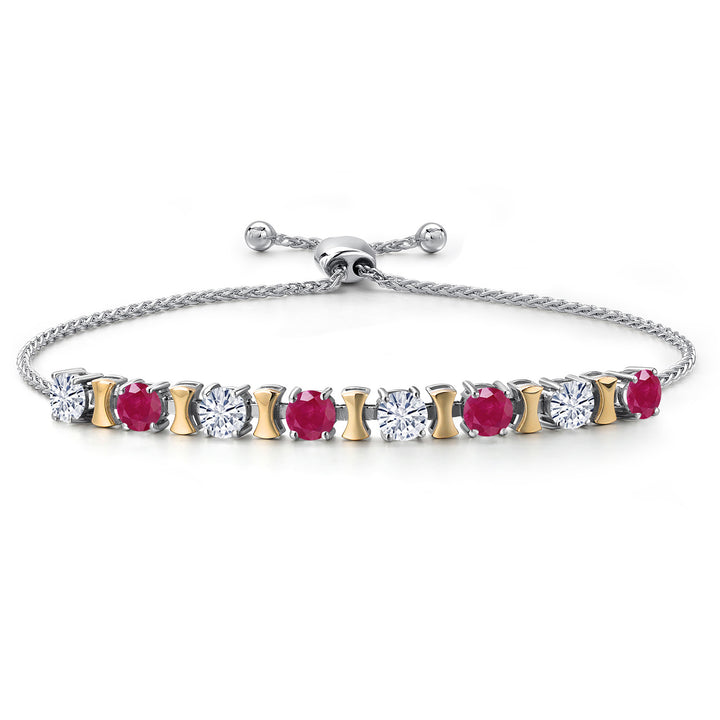 Ruby - July_Bracelet in 925 Sterling Silver and 10K Yellow Gold