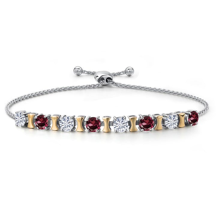 Rhodolite Garnet_Bracelet in 925 Sterling Silver and 10K Yellow Gold
