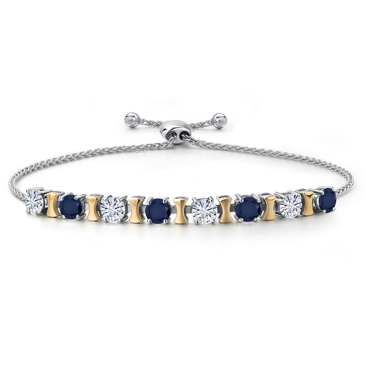 Blue Sapphire - September_Bracelet in 925 Sterling Silver and 10K Yellow Gold