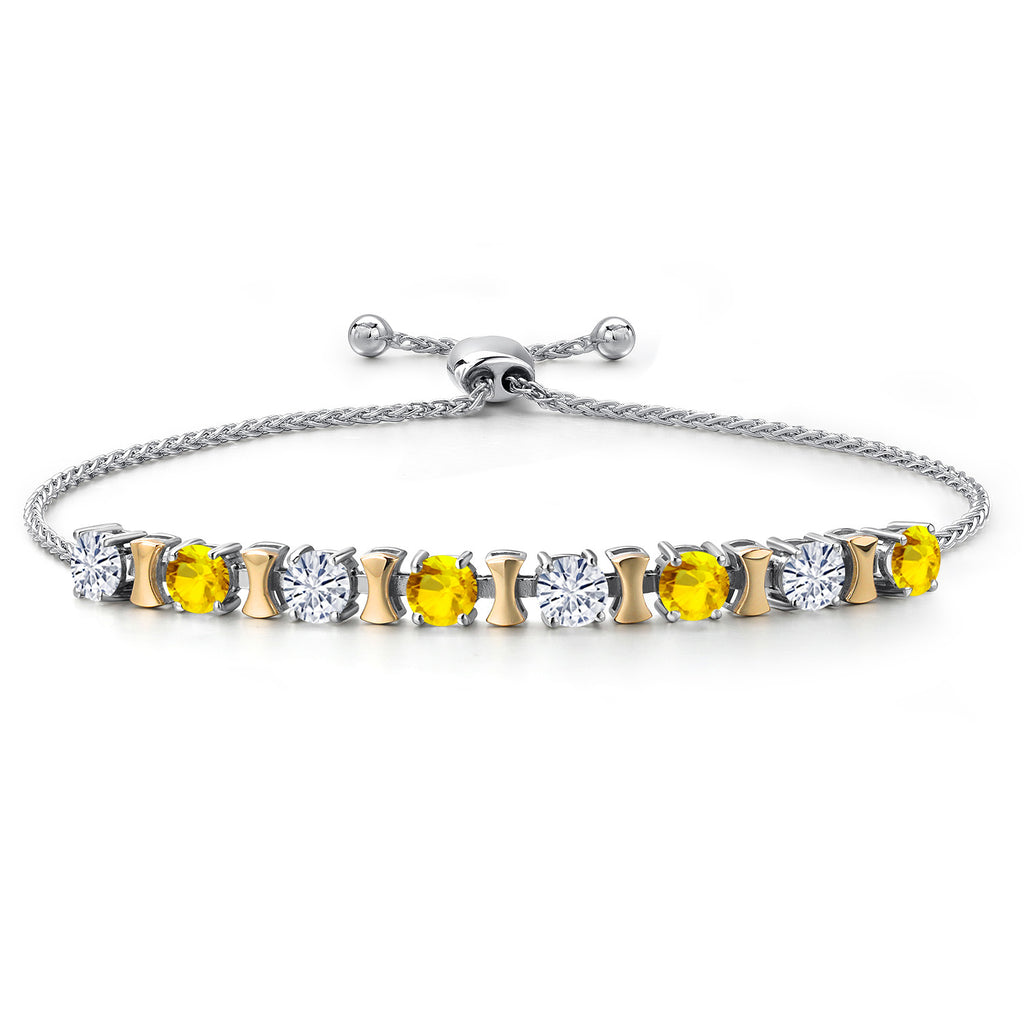Yellow Sapphire - September_Bracelet in 925 Sterling Silver and 10K Yellow Gold
