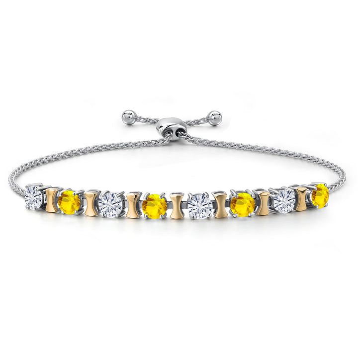 Yellow Sapphire - September_Bracelet in 925 Sterling Silver and 10K Yellow Gold