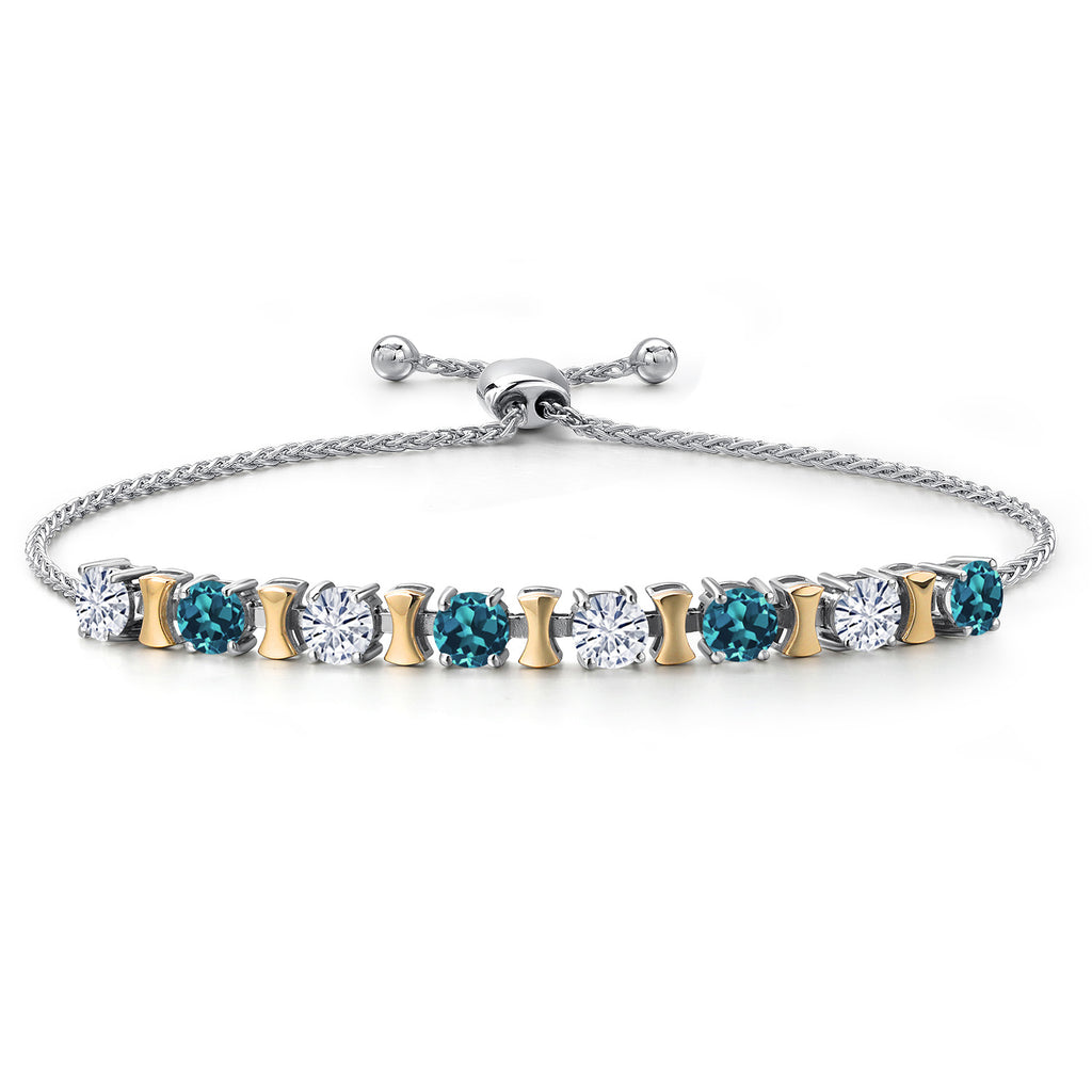 London Blue Topaz - November_Bracelet in 925 Sterling Silver and 10K Yellow Gold
