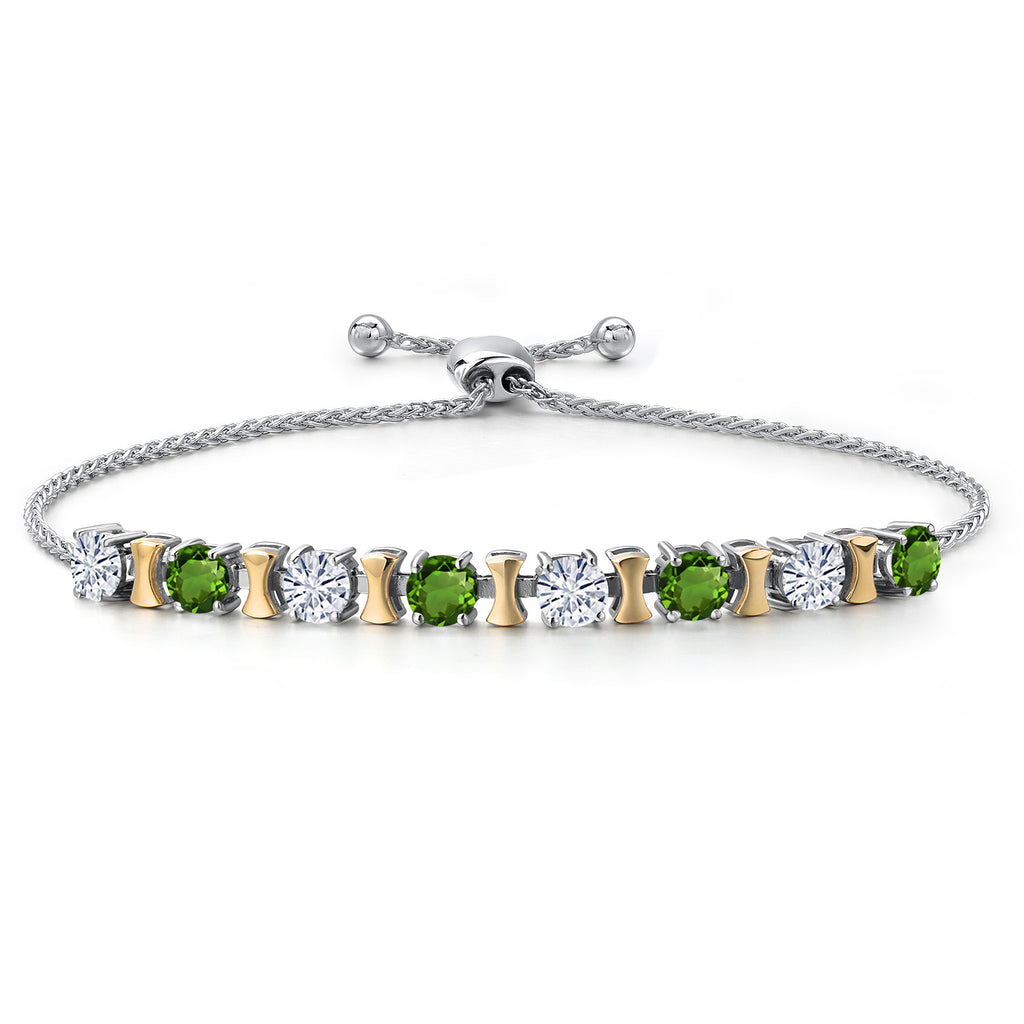 Green Tourmaline - October_Bracelet in 925 Sterling Silver and 10K Yellow Gold