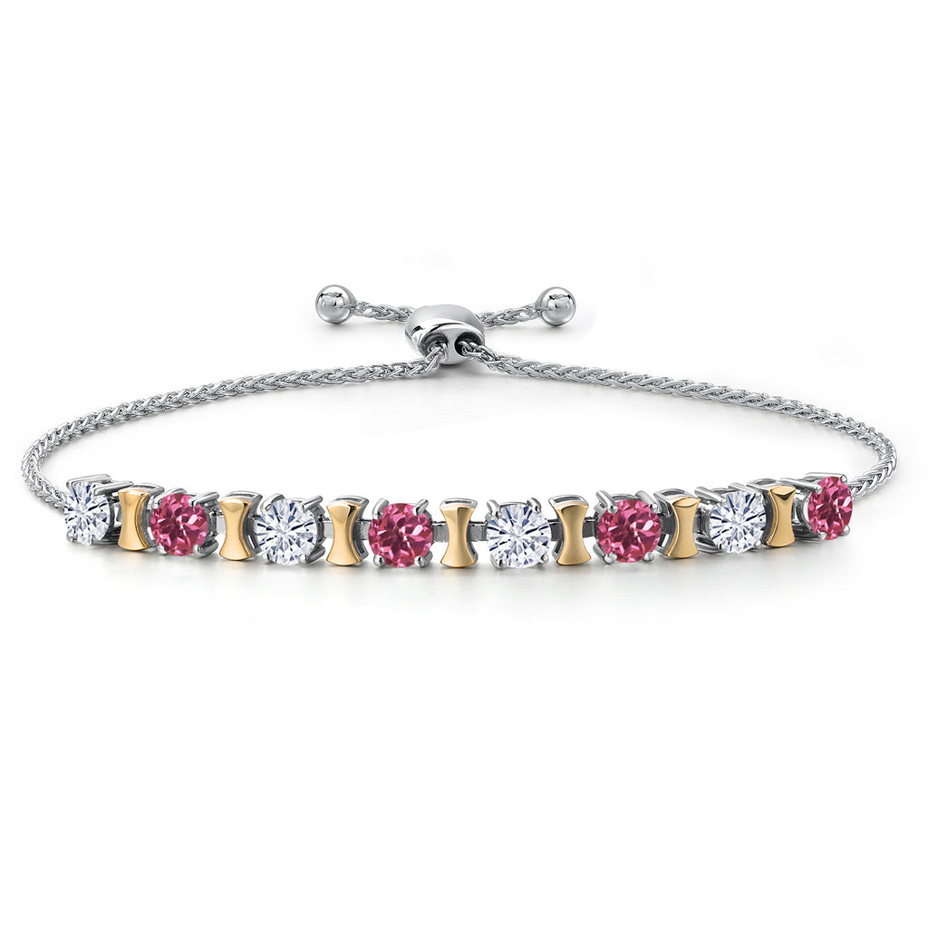 Pink Tourmaline - October_Bracelet in 925 Sterling Silver and 10K Yellow Gold