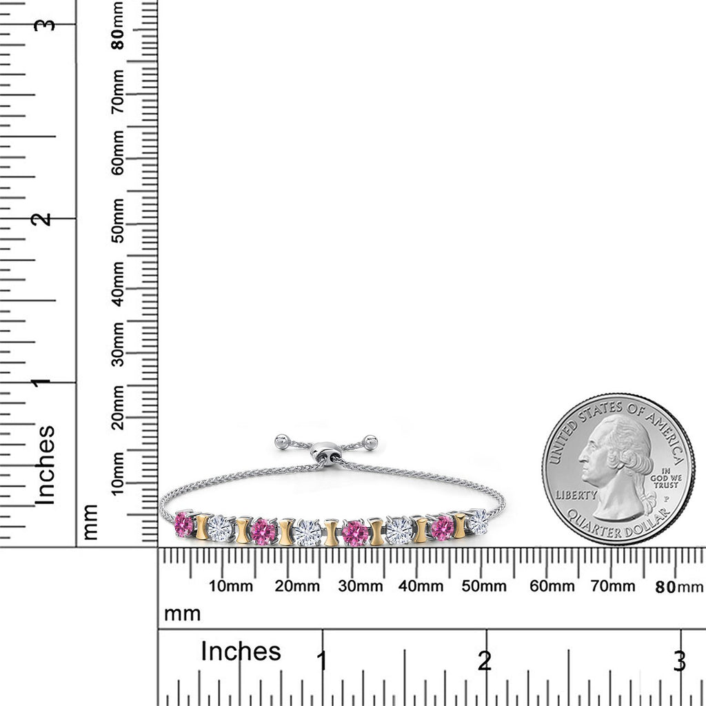 Pink Moissanite - April_Bracelet in 925 Sterling Silver and 10K Yellow Gold