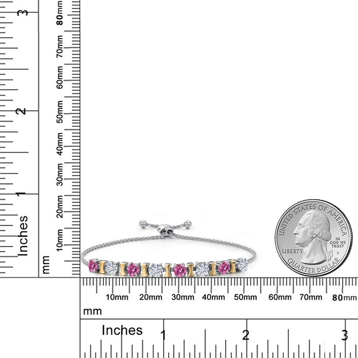 Pink Moissanite - April_Bracelet in 925 Sterling Silver and 10K Yellow Gold