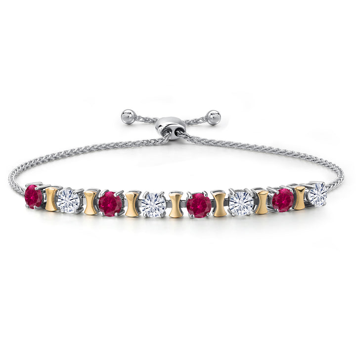 Created Ruby - July_Bracelet in 925 Sterling Silver and 10K Yellow Gold