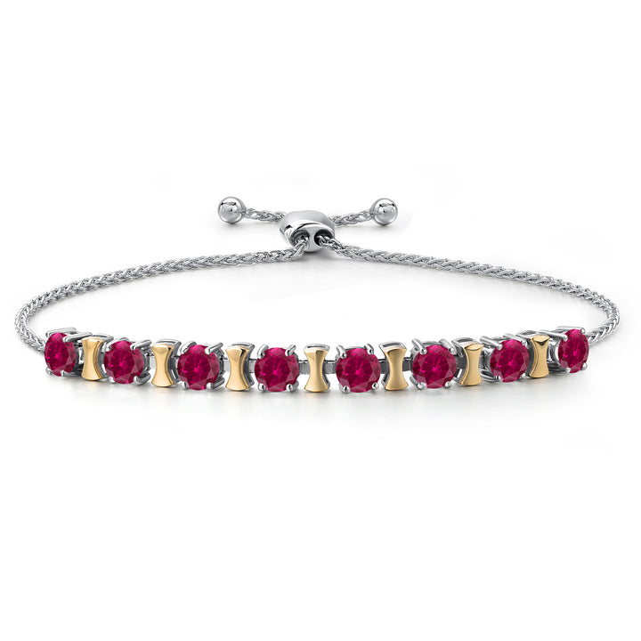Created Ruby - July_Bracelet in 925 Sterling Silver and 10K Yellow Gold