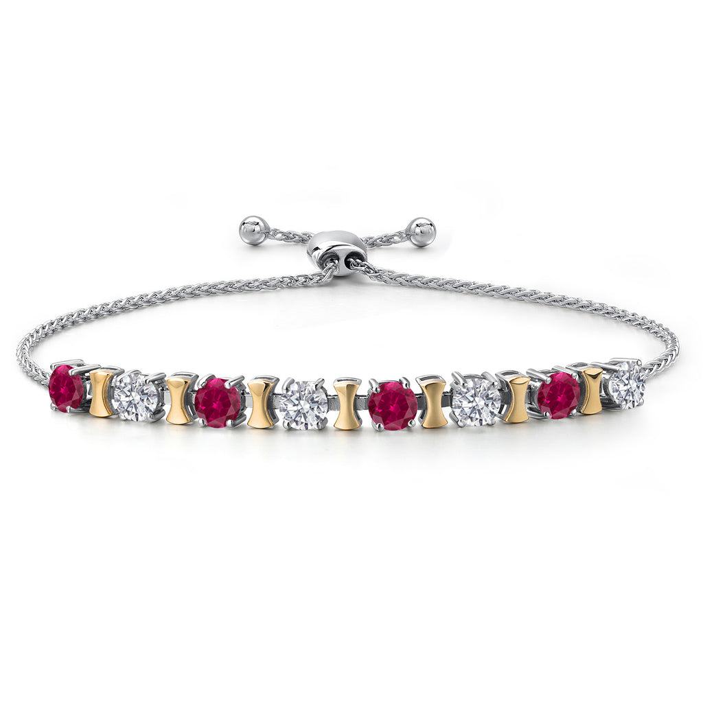 Created Ruby - July_Bracelet in 925 Sterling Silver and 10K Yellow Gold