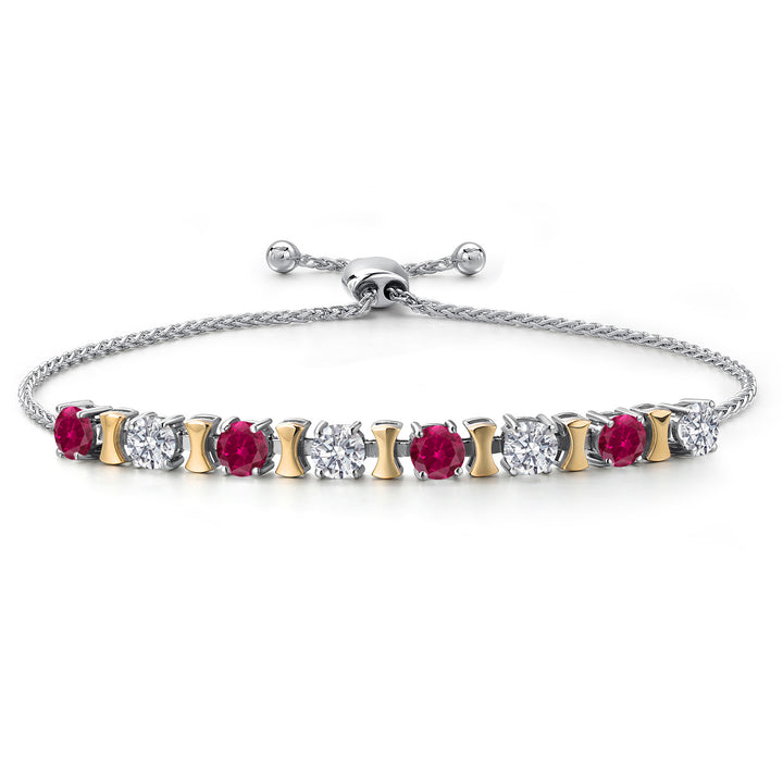 Created Ruby - July_Bracelet in 925 Sterling Silver and 10K Yellow Gold