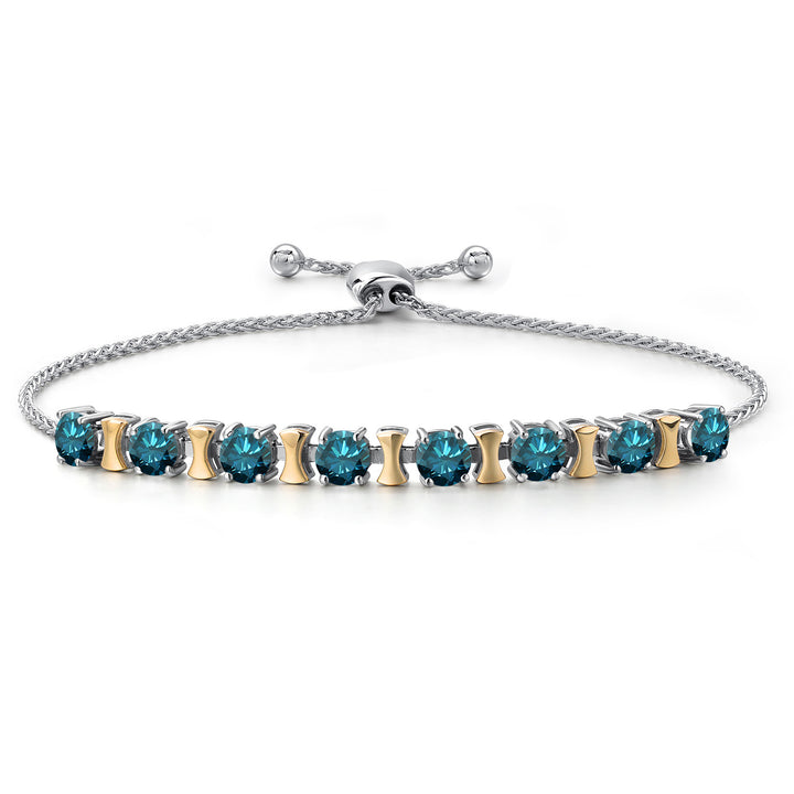 Blue Diamond - April_Bracelet in 925 Sterling Silver and 10K Yellow Gold