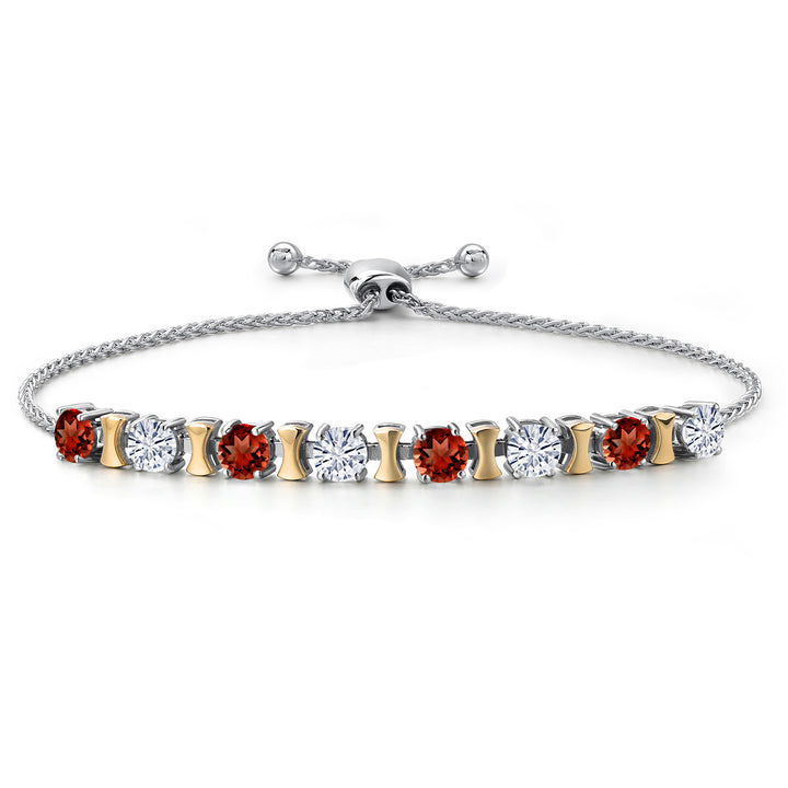Garnet - January_Bracelet in 925 Sterling Silver and 10K Yellow Gold