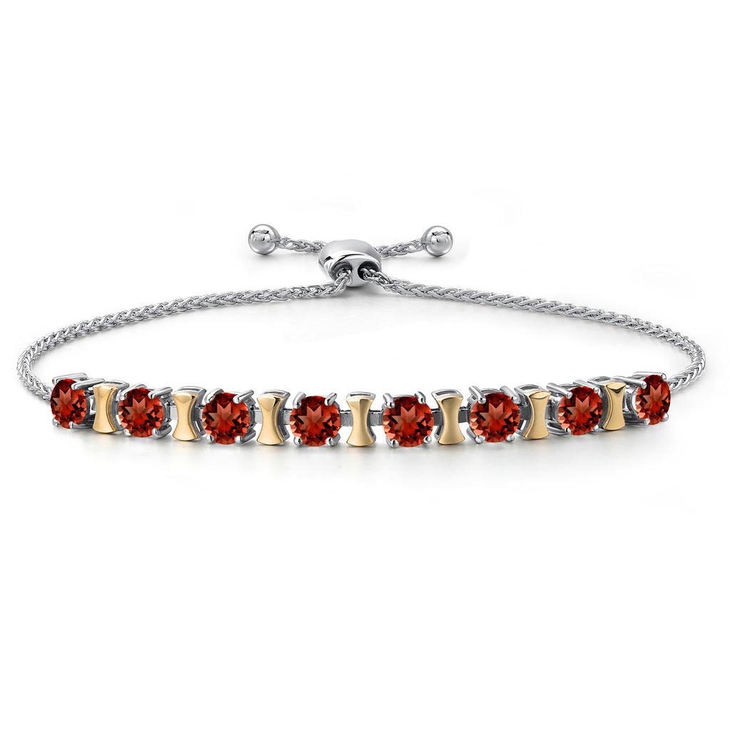 Garnet - January_Bracelet in 925 Sterling Silver and 10K Yellow Gold