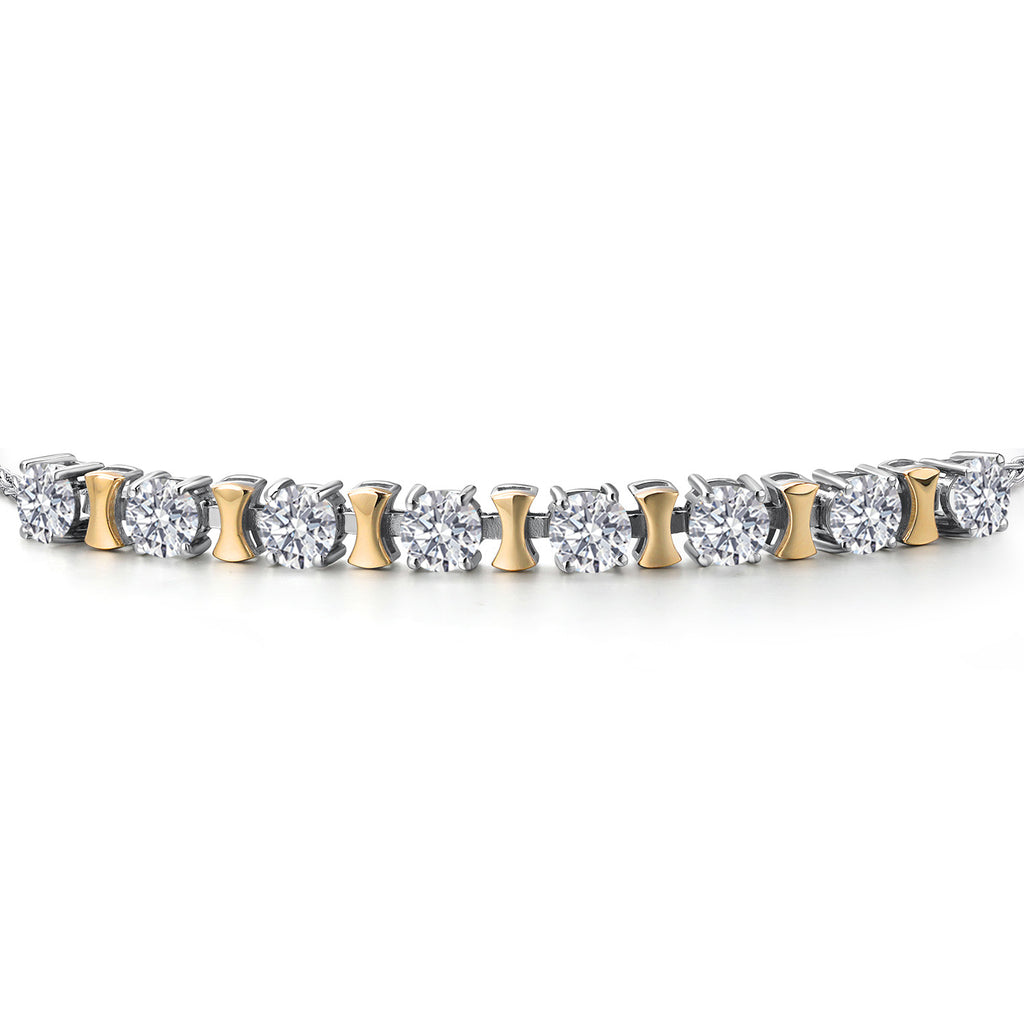 White Lab Grown Diamond - April_Bracelet in 925 Sterling Silver and 10K Yellow Gold
