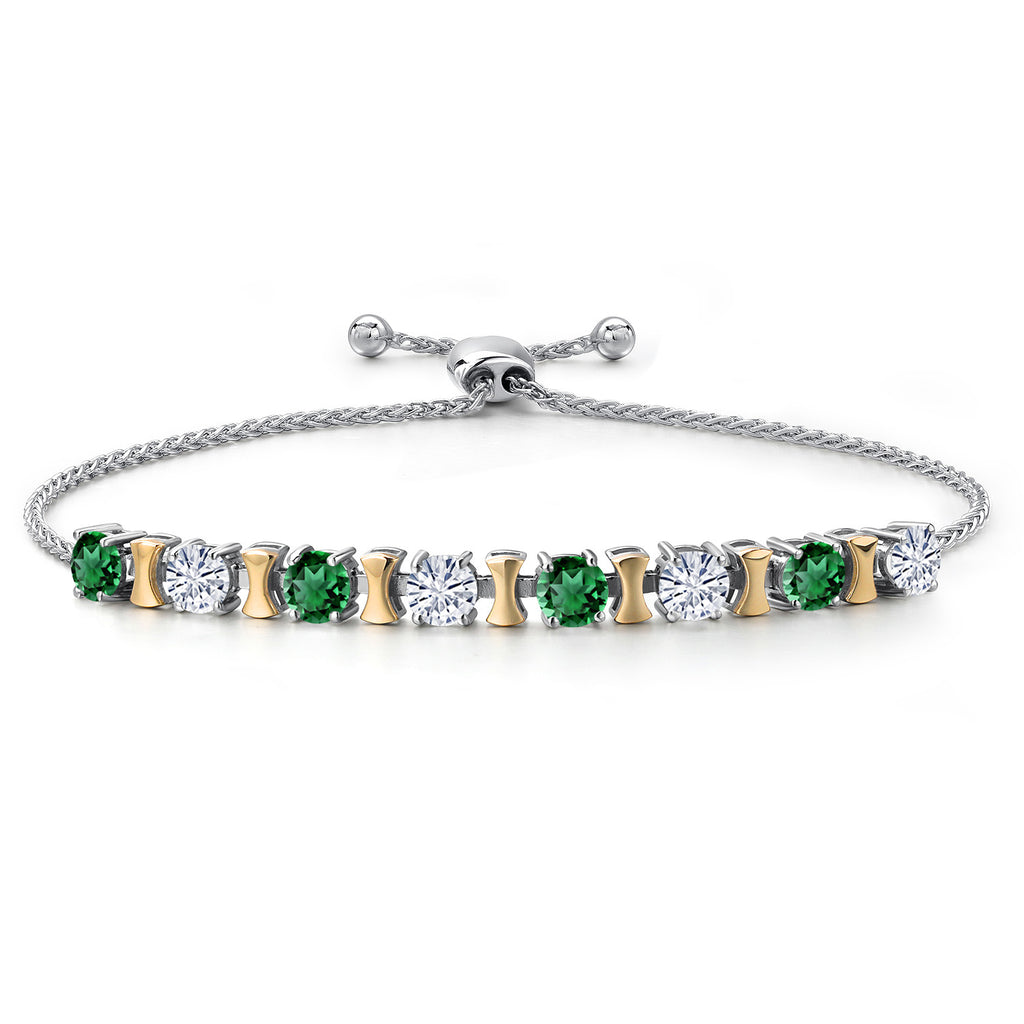Nano Emerald - May_Bracelet in 925 Sterling Silver and 10K Yellow Gold