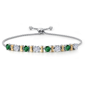 Nano Emerald - May_Bracelet in 925 Sterling Silver and 10K Yellow Gold