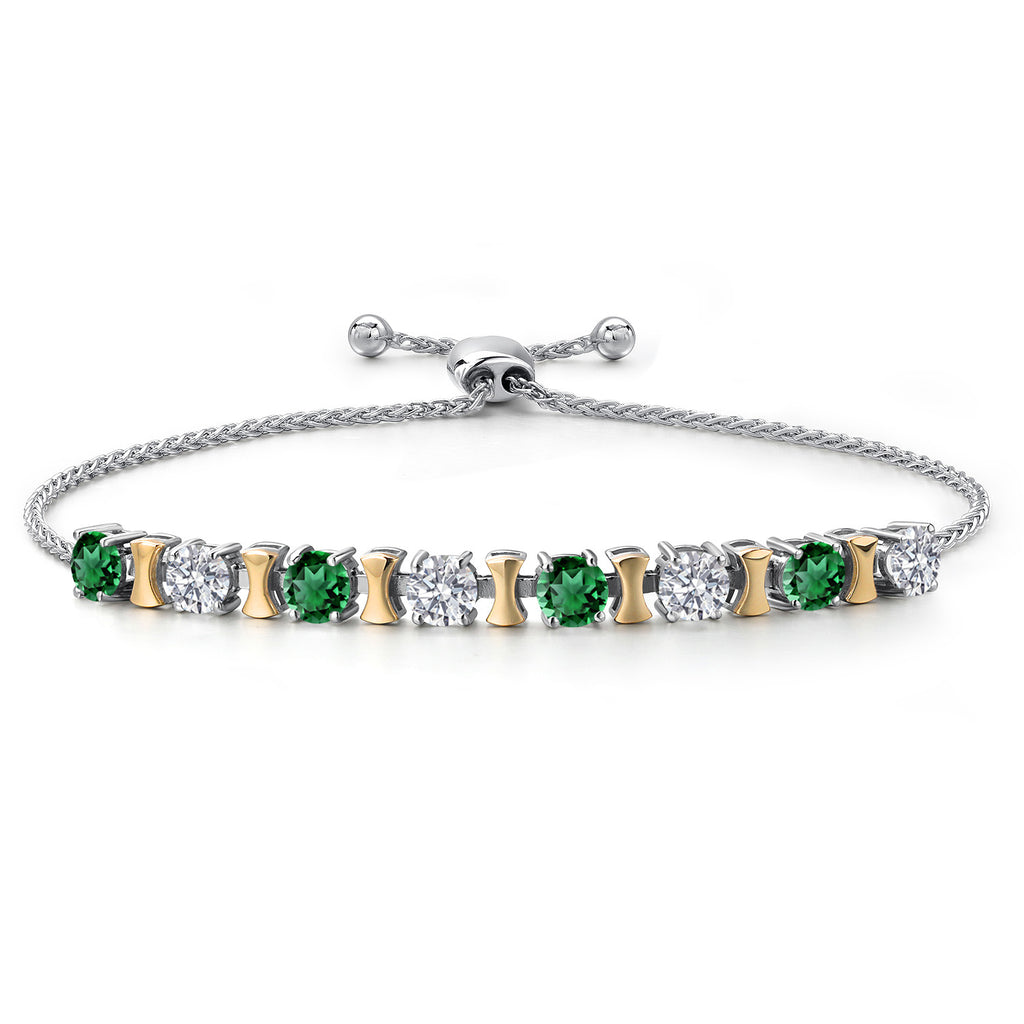 Nano Emerald - May_Bracelet in 925 Sterling Silver and 10K Yellow Gold