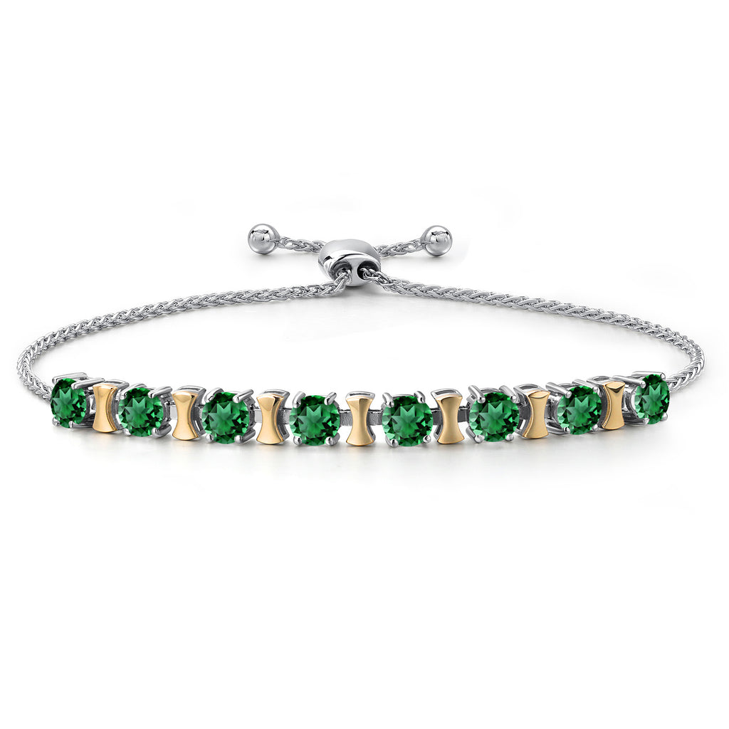 Nano Emerald - May_Bracelet in 925 Sterling Silver and 10K Yellow Gold