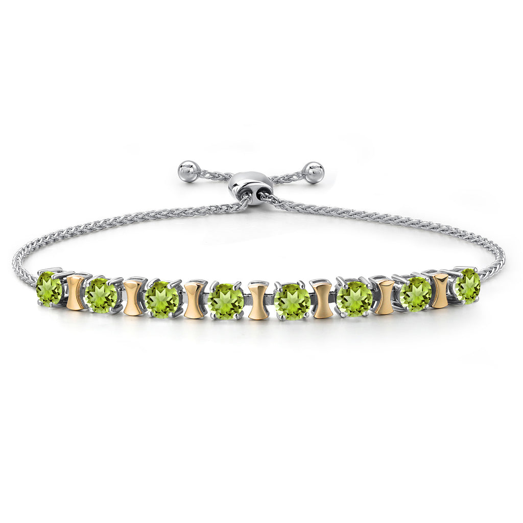 Peridot - August_Bracelet in 925 Sterling Silver and 10K Yellow Gold