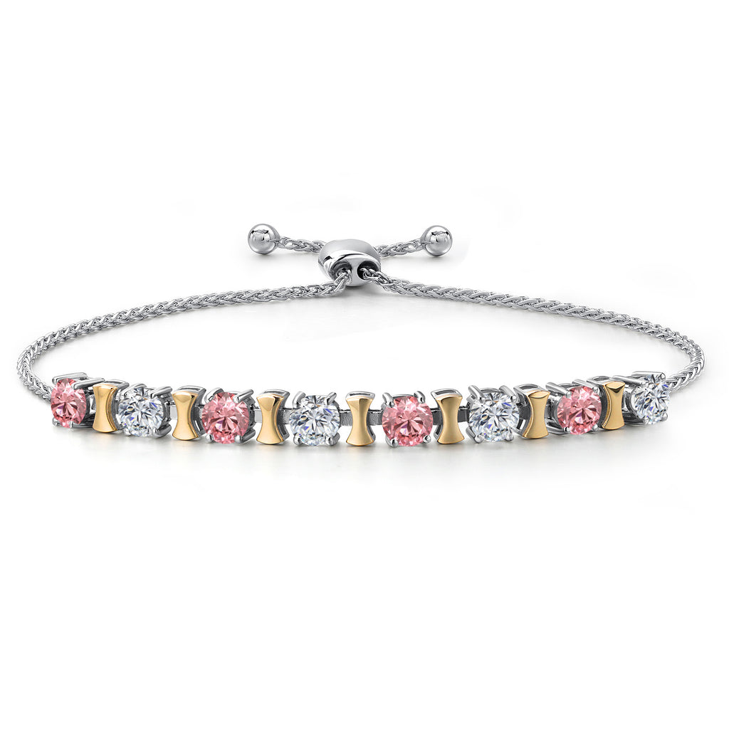Pink Lab Grown Diamond - April_Bracelet in 925 Sterling Silver and 10K Yellow Gold