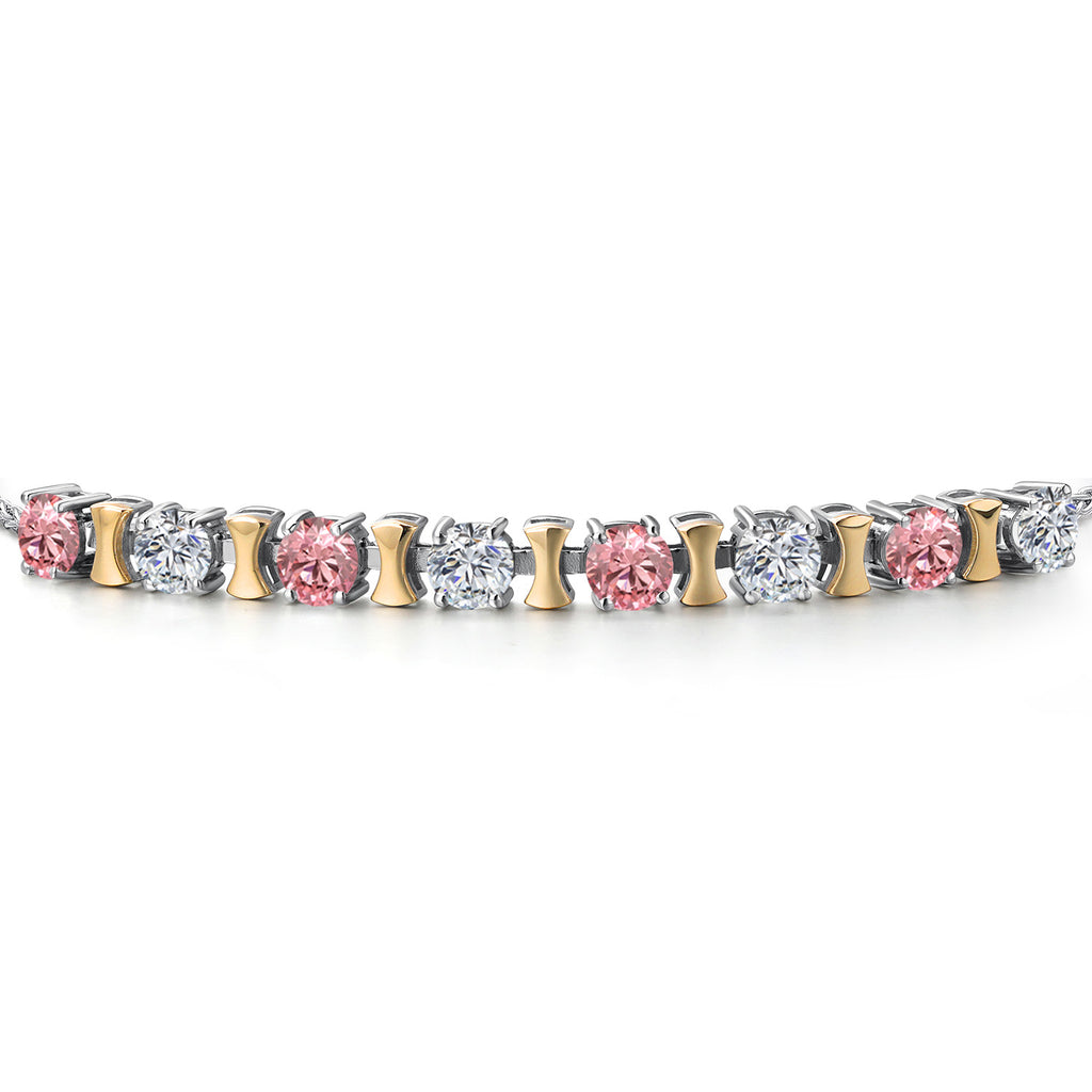 Pink Lab Grown Diamond - April_Bracelet in 925 Sterling Silver and 10K Yellow Gold