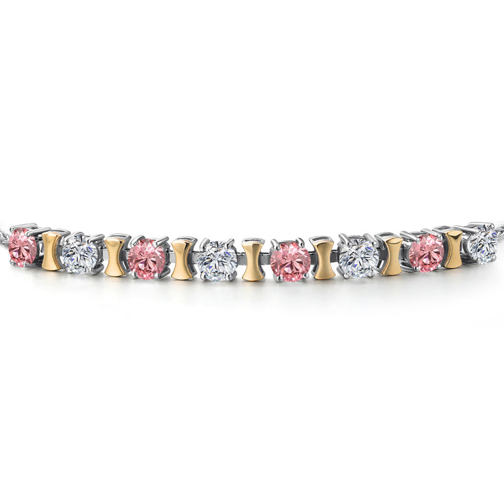 Pink Lab Grown Diamond - April_Bracelet in 925 Sterling Silver and 10K Yellow Gold