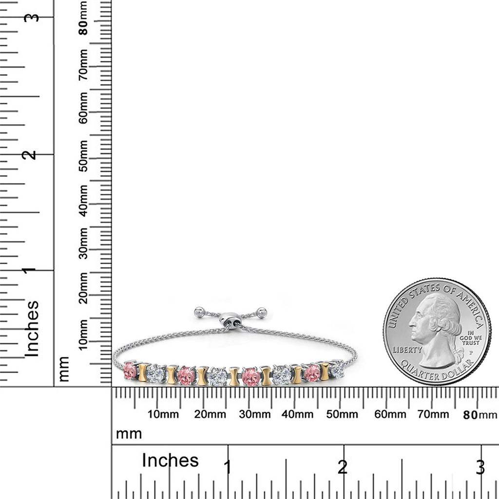 Pink Lab Grown Diamond - April_Bracelet in 925 Sterling Silver and 10K Yellow Gold