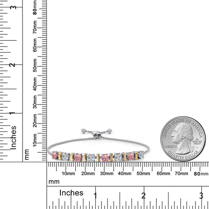 Pink Lab Grown Diamond - April_Bracelet in 925 Sterling Silver and 10K Yellow Gold