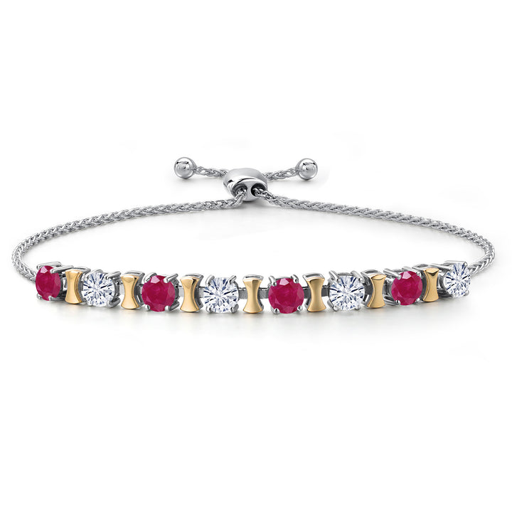 Ruby - July_Bracelet in 925 Sterling Silver and 10K Yellow Gold