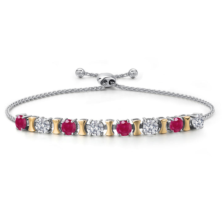 Ruby - July_Bracelet in 925 Sterling Silver and 10K Yellow Gold