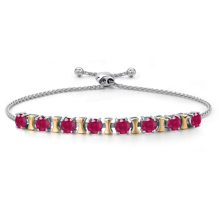 Ruby - July_Bracelet in 925 Sterling Silver and 10K Yellow Gold
