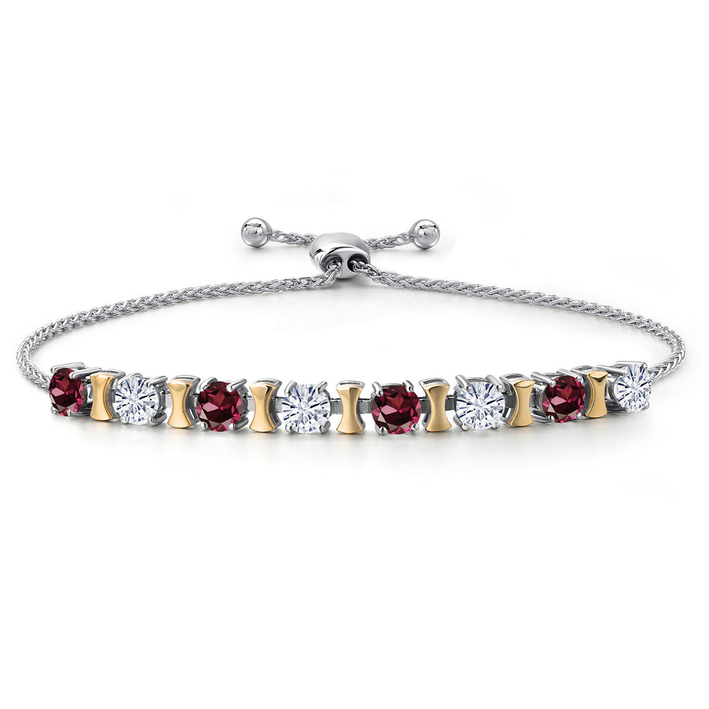 Rhodolite Garnet_Bracelet in 925 Sterling Silver and 10K Yellow Gold