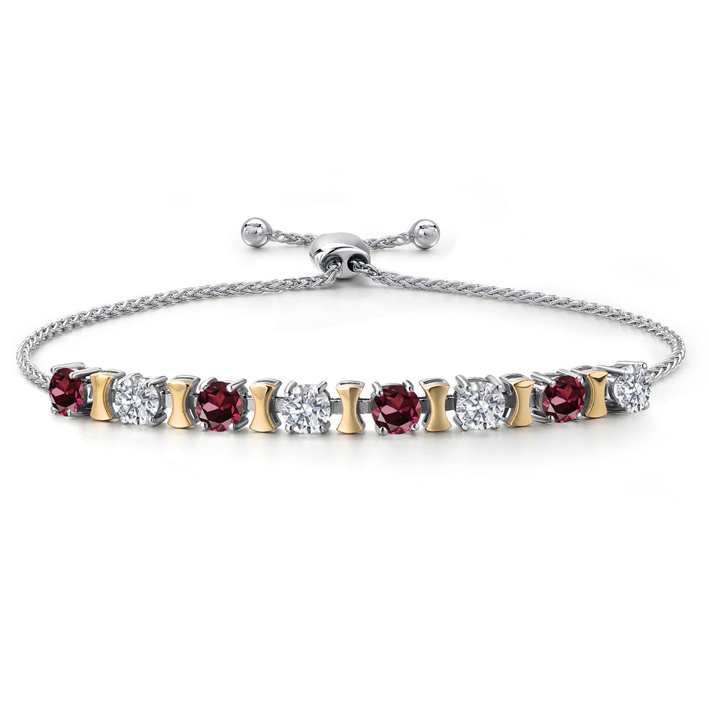 Rhodolite Garnet_Bracelet in 925 Sterling Silver and 10K Yellow Gold